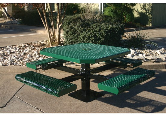 Octagon Rolled Edge Single Pedestal Picnic Table with Diamond Pattern