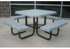 Octagon Rolled Edge Portable Picnic Table with Perforated Steel