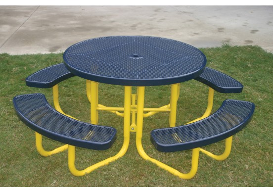 Round Portable Picnic Table with Perforated Steel
