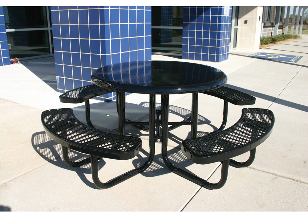 Solid Top Round Portable Picnic Table, Round Commercial Picnic Tables