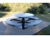 Solid Top Round Single Pedestal Picnic Table with Diamond Pattern