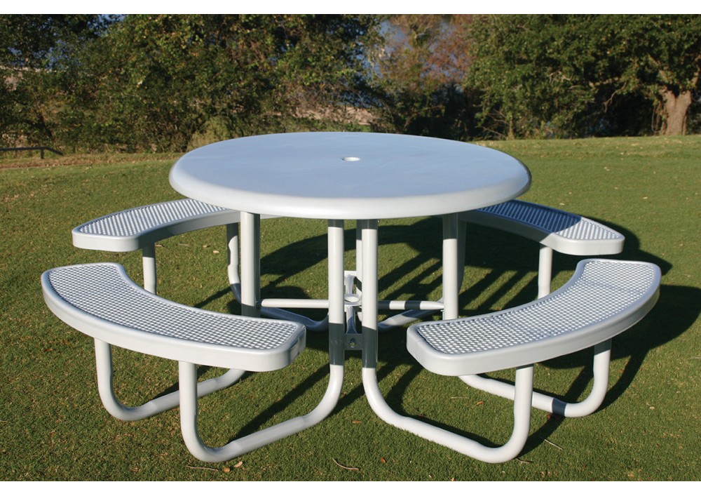 Solid Top Round Portable Picnic Table, Portable Round Picnic Tables