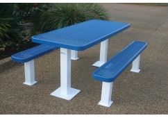 Rectangular Independent Pedestal Picnic Table with Diamond Pattern