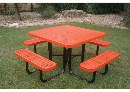 Square Portable Picnic Table with Perforated Steel