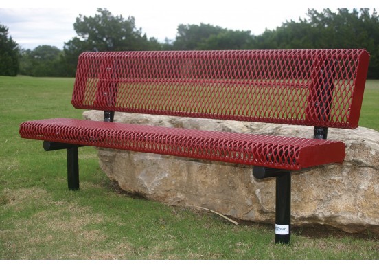 Diamond Pattern Rolled Edge Bench with Back
