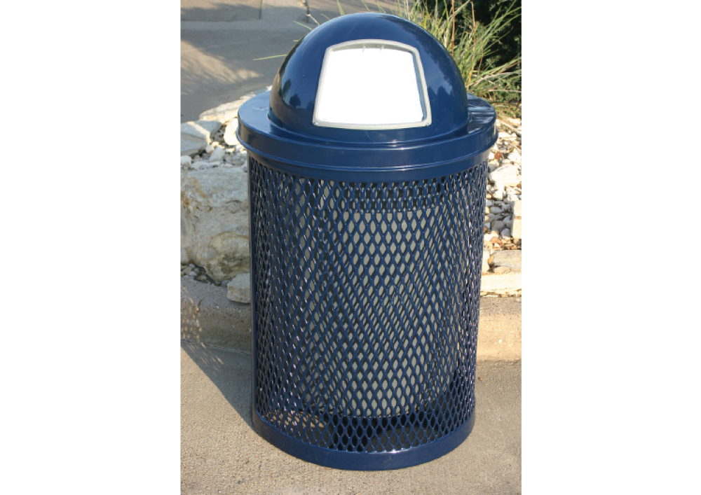 RaceMates Large Trash Can Waste Receptacle with Swinging Lid / Diamond  Tread Aluminum / Owens Products